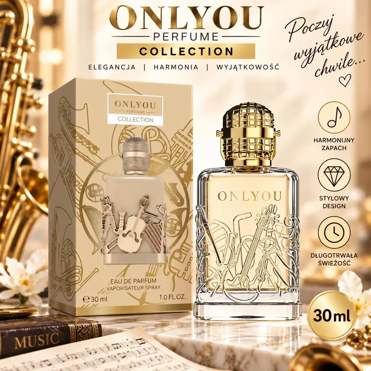 Perfumy Onlyou Collection 30ml z nutą muzyczną i stylowym designem