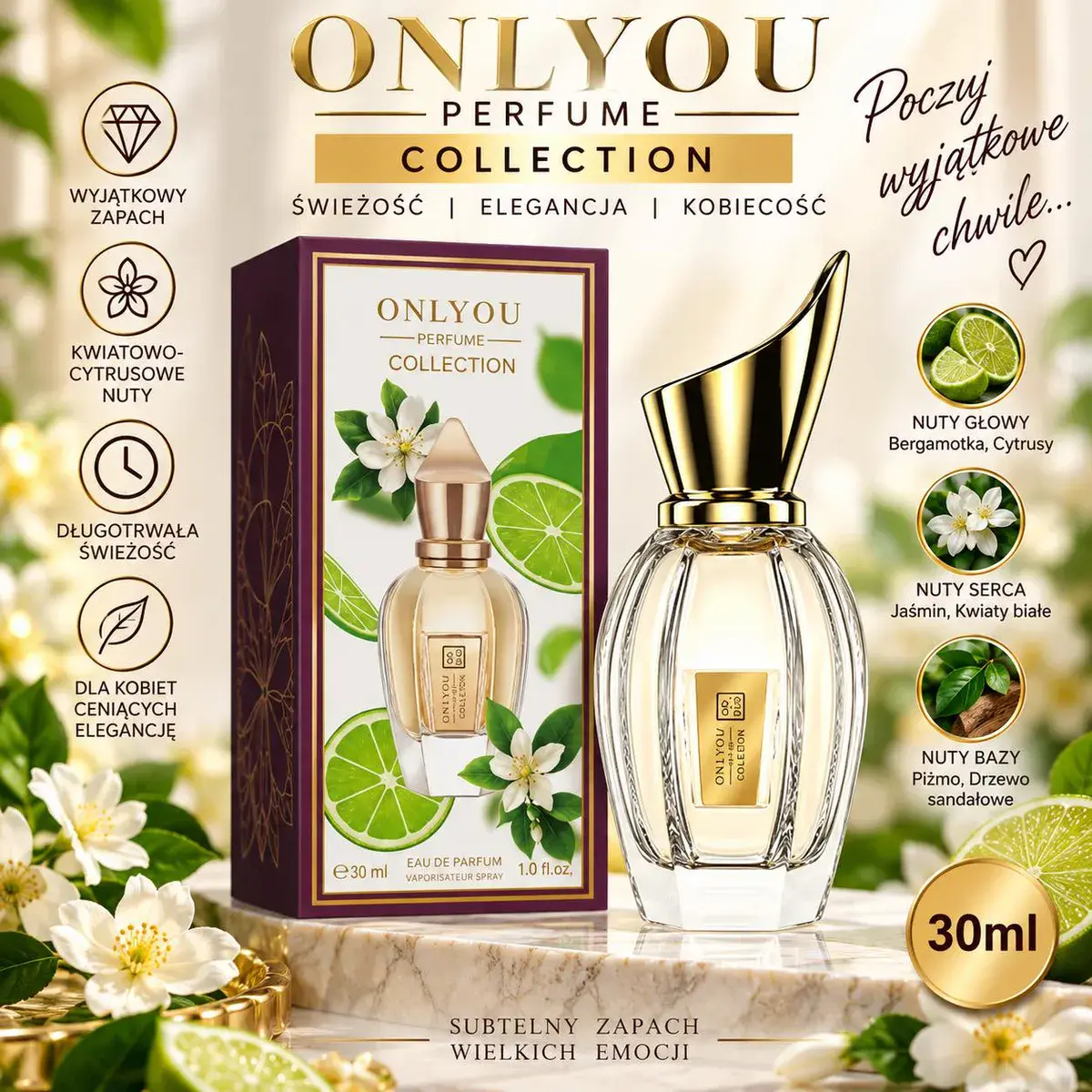 Perfumy OnlyYou Collection 30ml z nutami kwiatowo-cytrusowymi