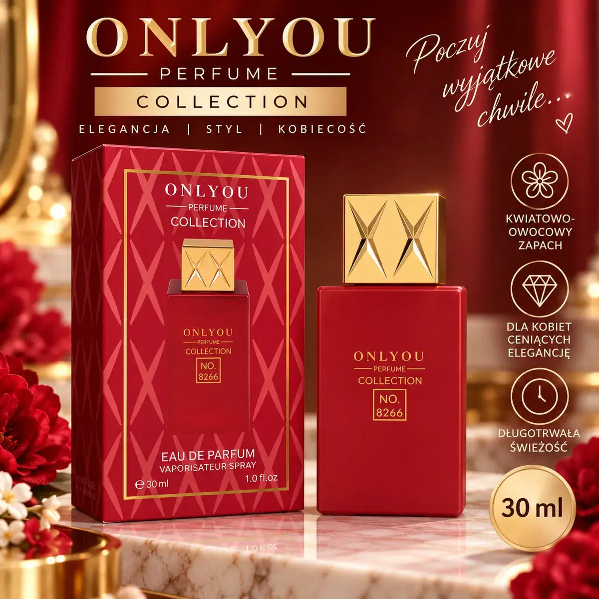 Perfumy Onlyou Collection No. 8266 30ml czerwone eleganckie