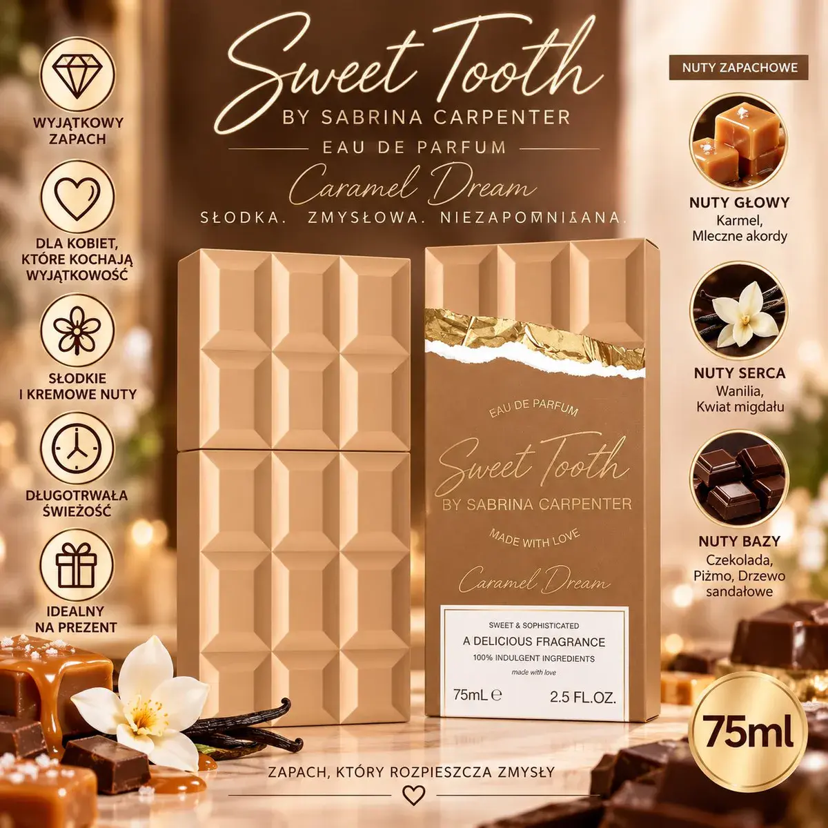 Perfumy Sweet Tooth Caramel Dream 75ml słodki zapach dla kobiet