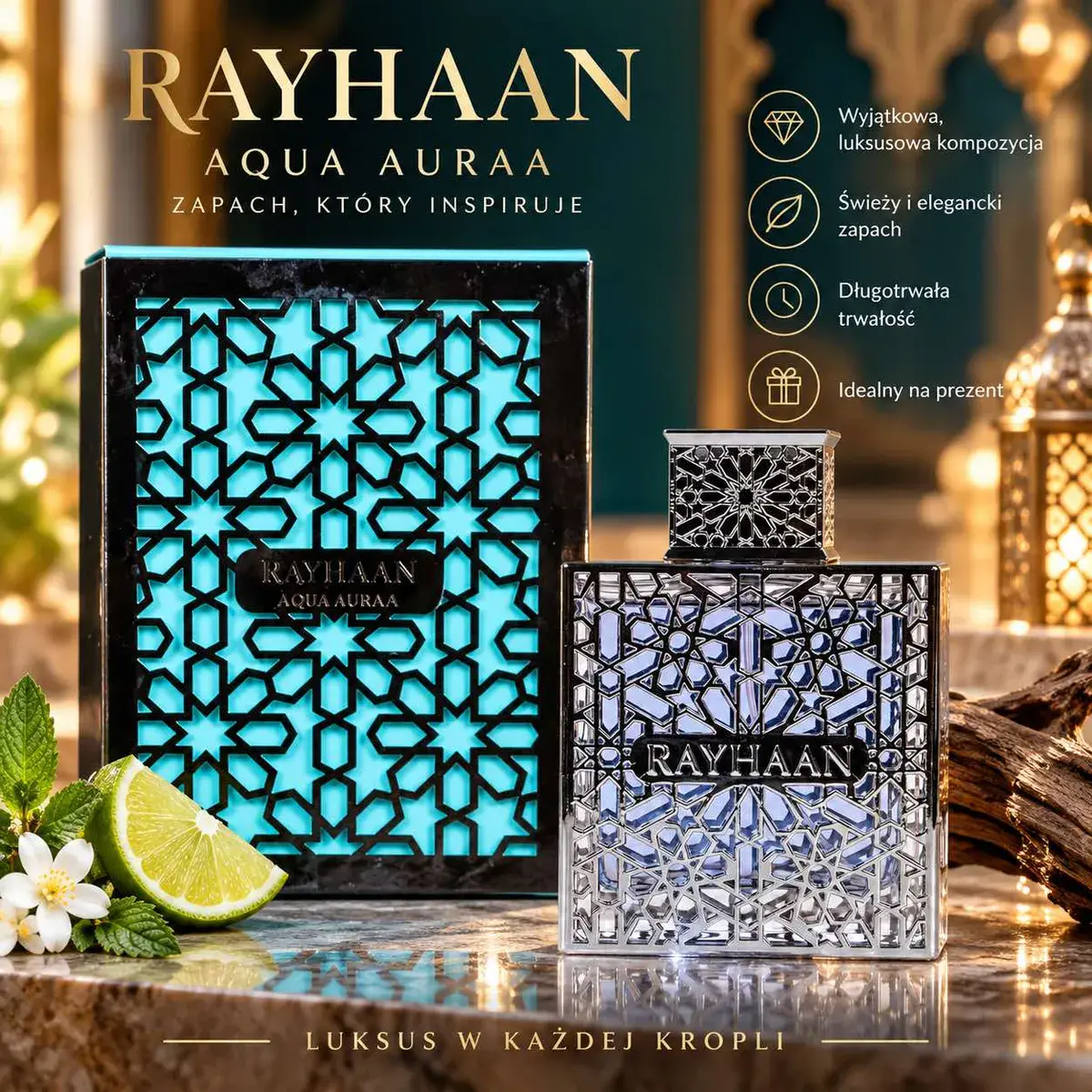 Rayhaan Aqua Auraa Perfumy 100ml luksusowy zapach świeży