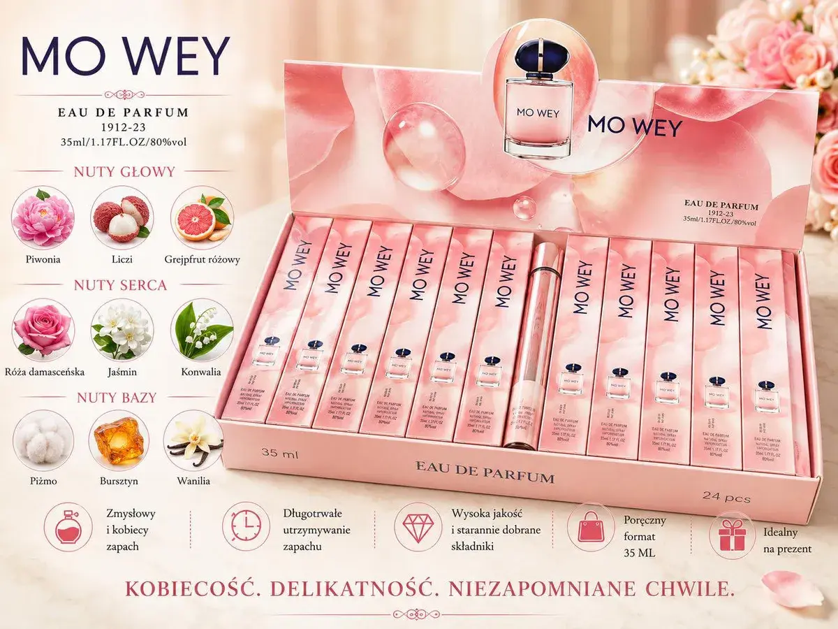 MO WEY Perfumy Eau de Parfum 35 ml z nutami kwiatowymi i owocowymi