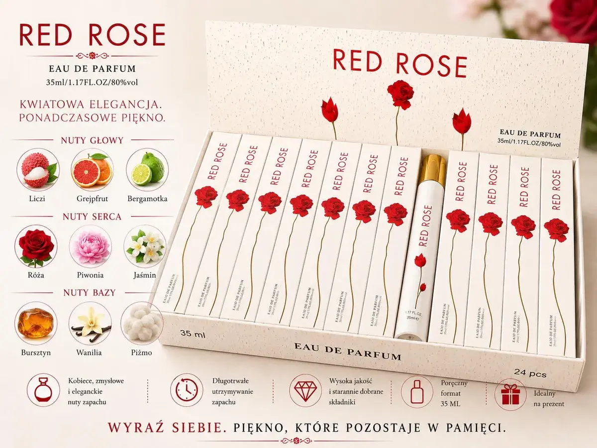 Red Rose Perfumy 35 ml zestaw 24 sztuk elegancki zapach kwiatowy
