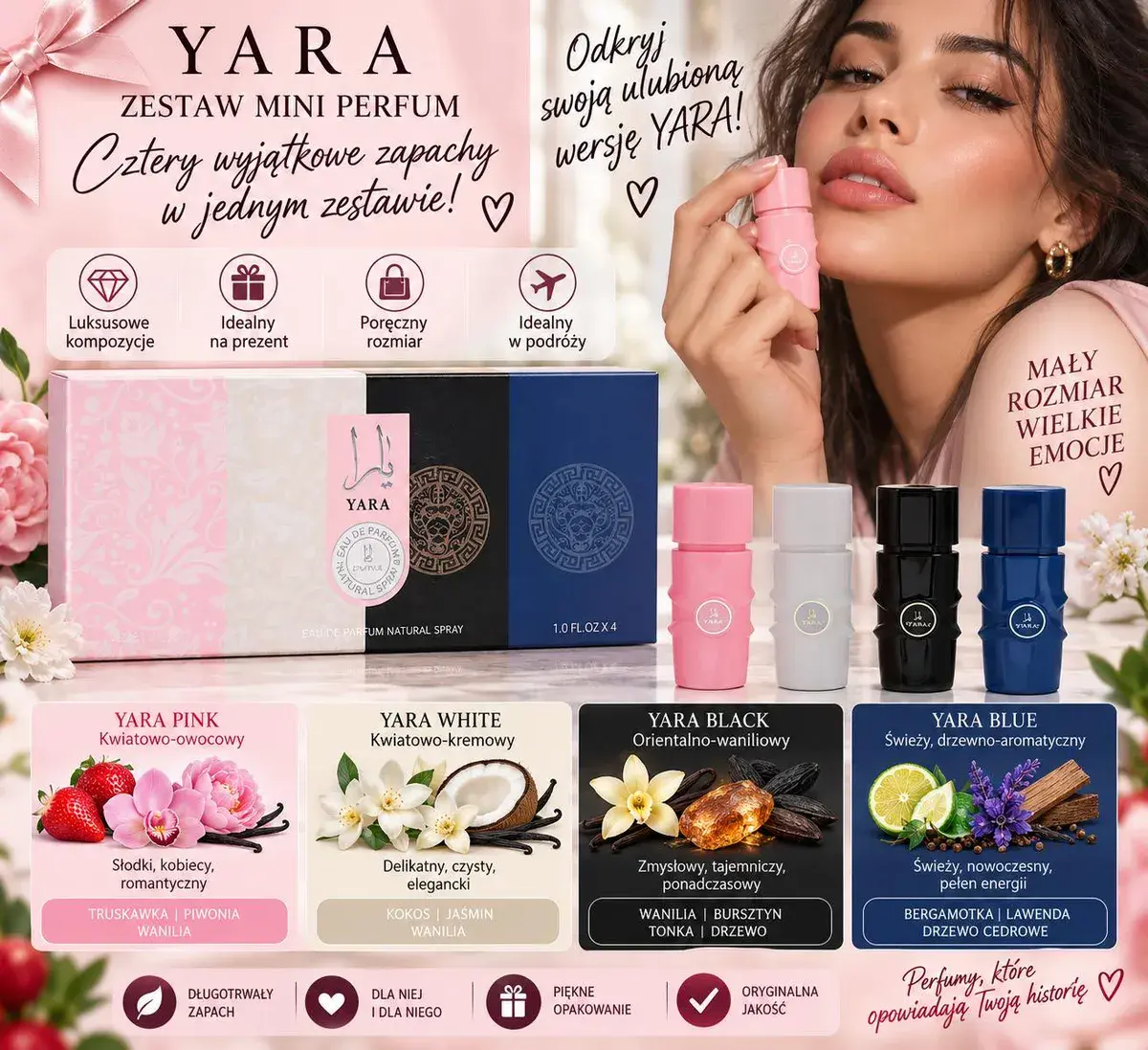 Zestaw perfumy YARA 4x30ml - cztery unikalne zapachy mini