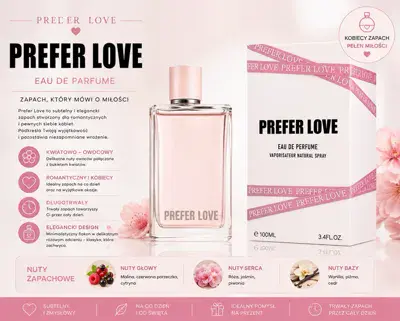 Prefer Love Perfumy 100ml z kwiatowo-owocowym zapachem