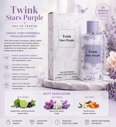 Perfumy Twink Stars Purple 100ml z kwiatowym zapachem