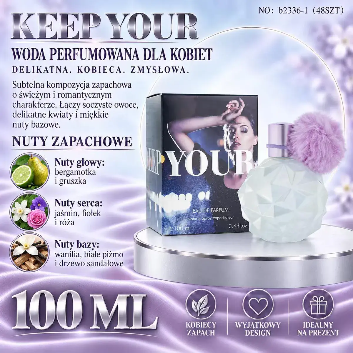 Keep Your Woda Perfumowana dla Kobiet 100 ml z różowym pomponem