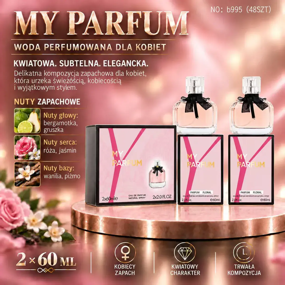 My Parfum Zestaw Perfum Damskich 2x60 ml Kwiatowy Zapach