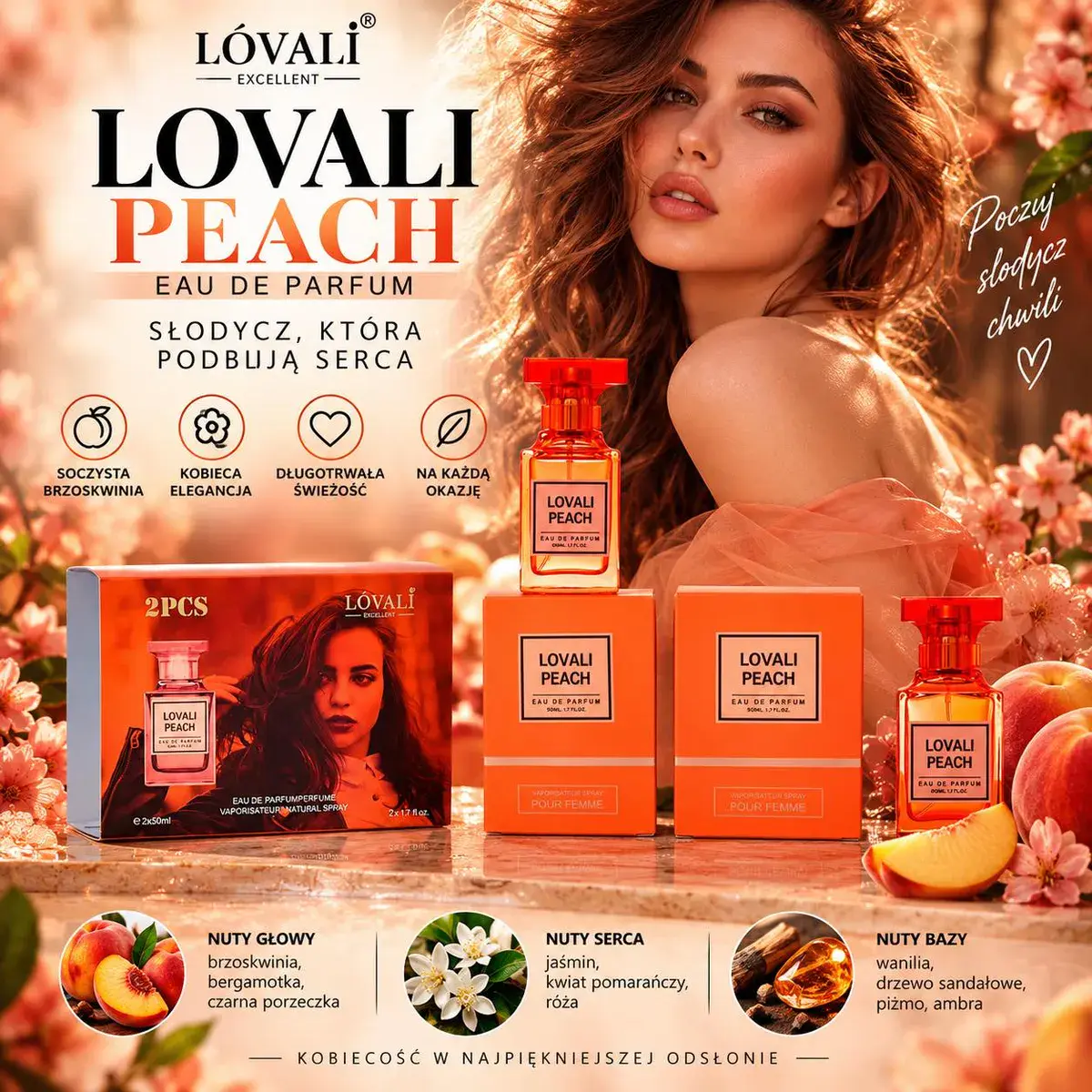 Lovali Peach Perfumy 2x50ml Soczysta Brzoskwinia Damskie