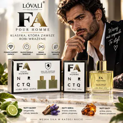 LÓVALI FA Pour Homme Perfumy Męskie 2x50ml klasyczny zapach