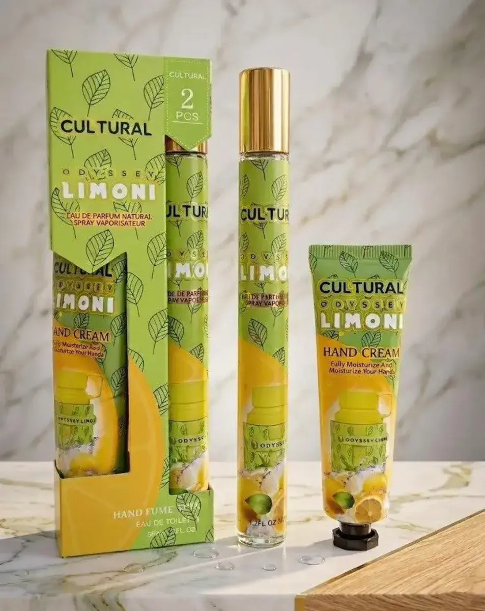 Zestaw perfumetka i krem do rąk Cultural Limoni zielono-żółty