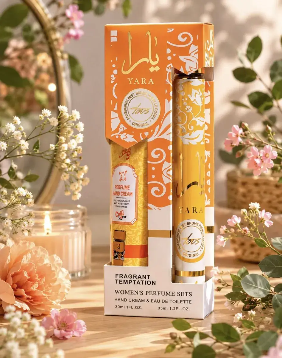 Zestaw perfumetki i kremu do rąk YARA pomarańczowy 30ml + 35ml
