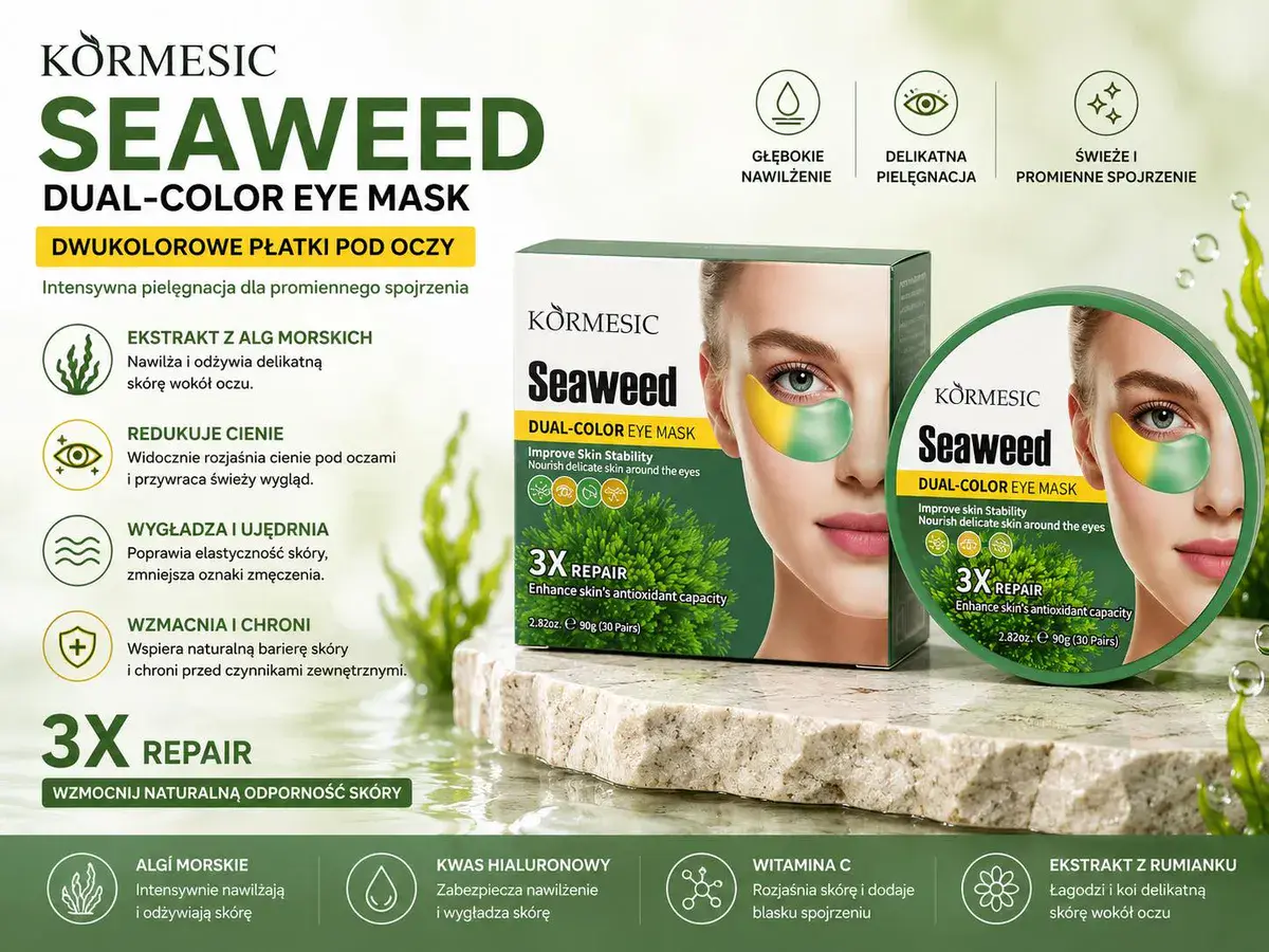 KÖRMESIC Seaweed Dwukolorowe Hydrożelowe Płatki pod Oczy 30 par