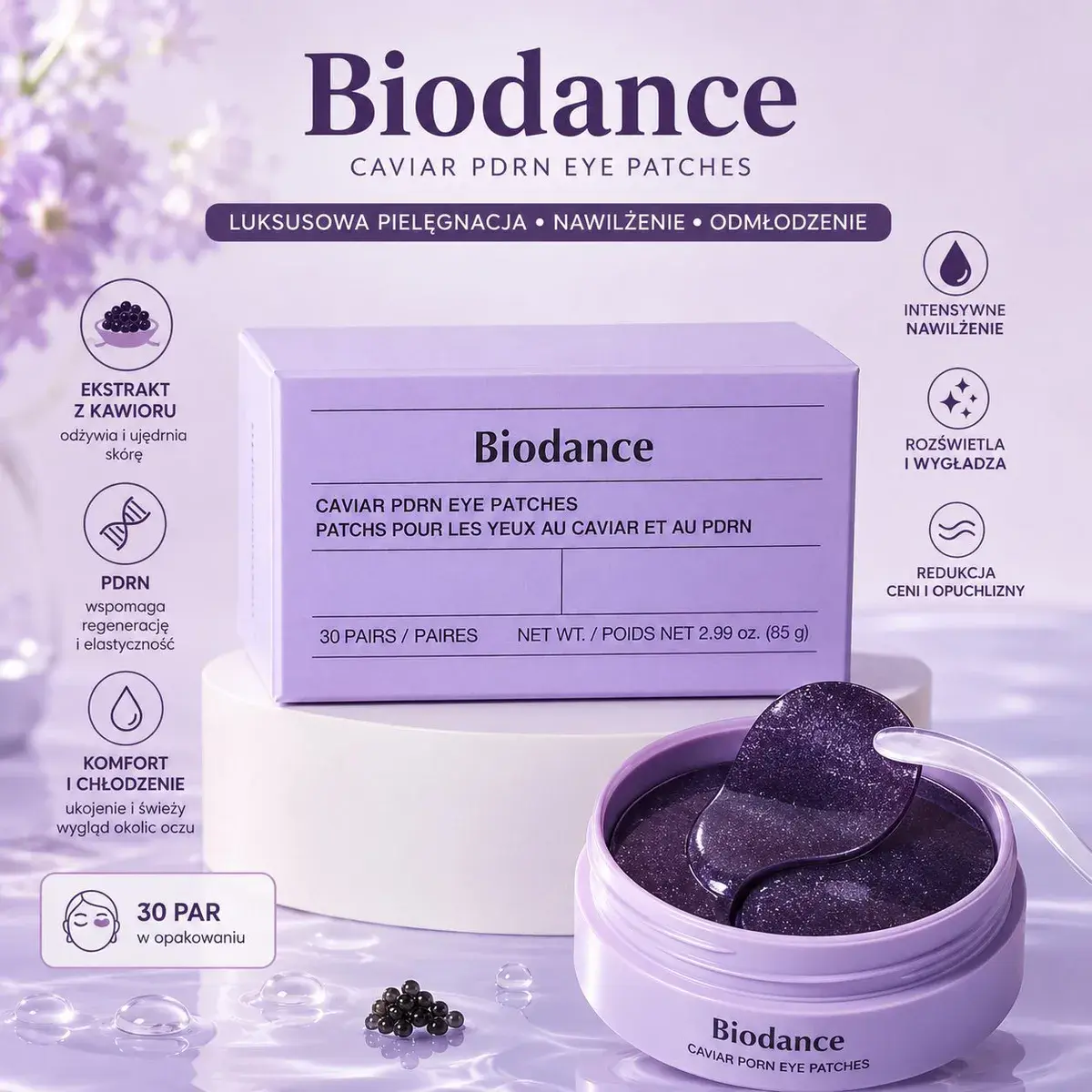 Biodance Caviar PDRN hydrożelowe płatki pod oczy 30 par 85 g