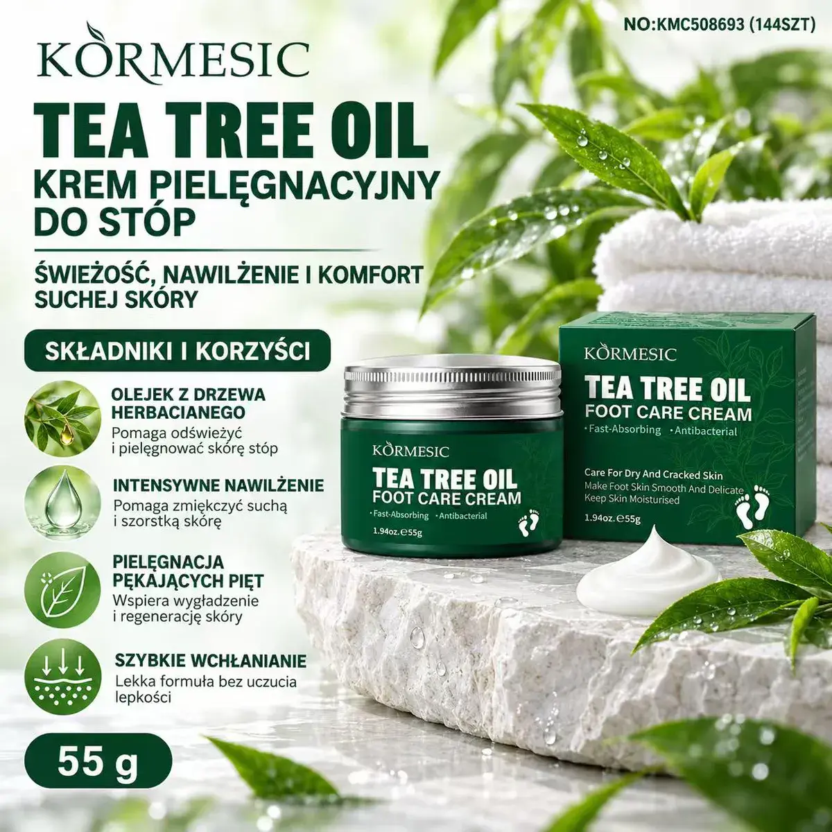 Körmesic Tea Tree Oil krem do stóp 55g z olejkiem z drzewa herbacianego