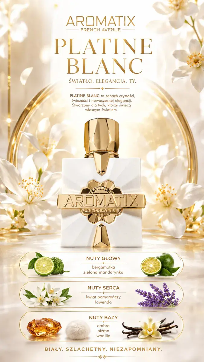 Aromatix Platine Blanc perfumy biały flakon złote detale