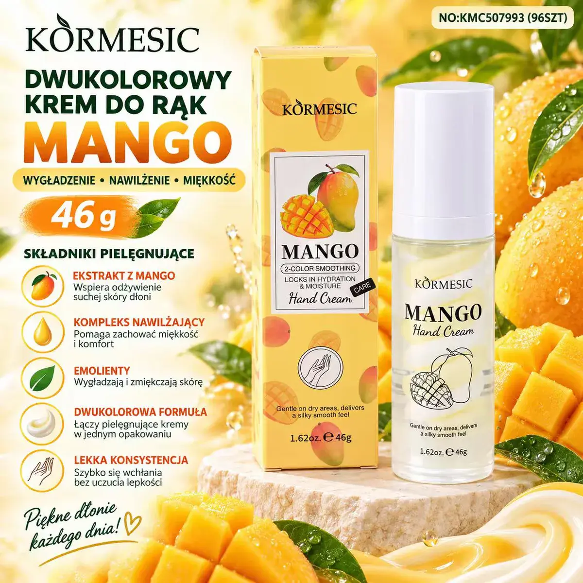 Dwukolorowy krem do rąk Mango 46g z ekstraktem z mango