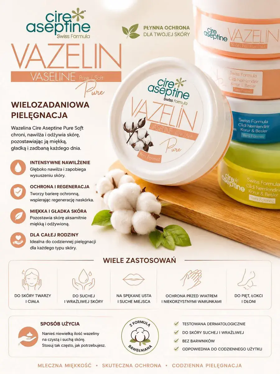 Cire Aseptine VAZELIN Pure Soft wielozadaniowa wazelina do skóry