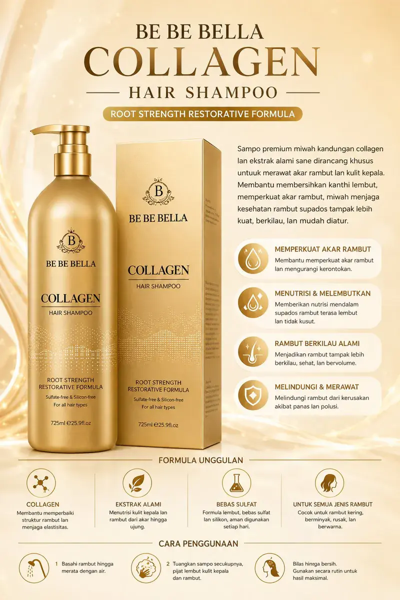 BE BE BELLA Collagen szampon do włosów 725 ml złoty