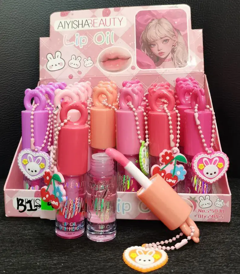 Aiyisha Beauty Lip Oil z zawieszką serce królik mix kolorów