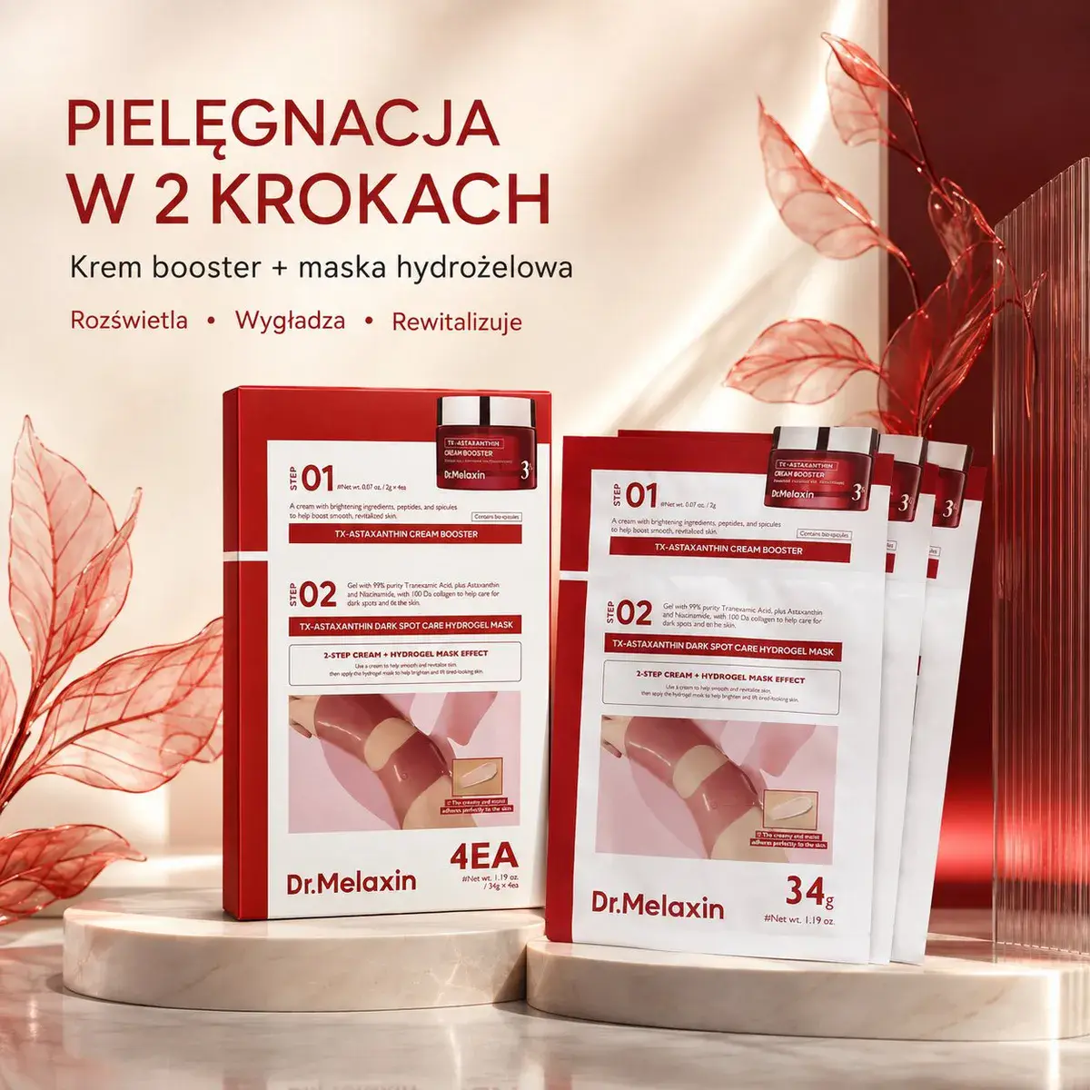 Krem booster i maska hydrożelowa Dr.Melaxin 2-etapowa pielęgnacja
