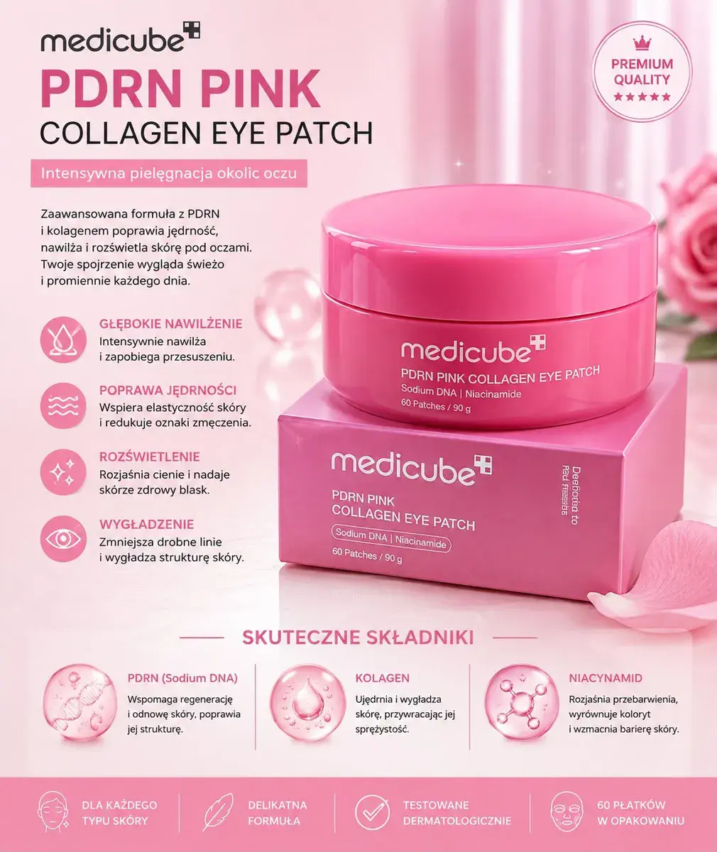 Medicube PDRN Pink Collagen Eye Patch hydrożelowe płatki pod oczy 60 szt