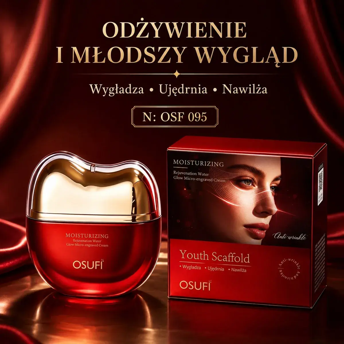 OSUFI Youth Scaffold krem odmładzający nawilżający czerwono-złoty