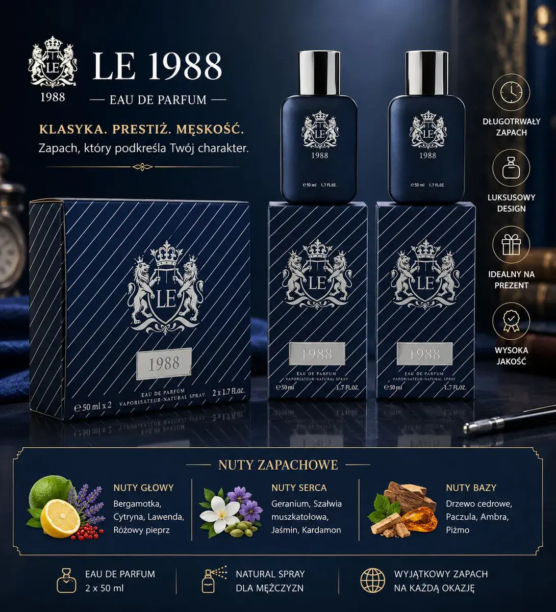 LE 1988 Eau de Parfum zestaw 2x50 ml perfumy męskie