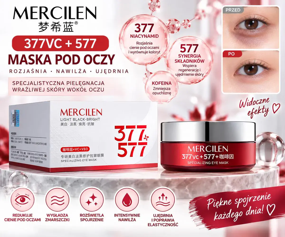 Mercilen 377VC + 577 Maska pod oczy z niacynamidem i kofeiną