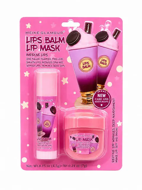 MEIKE GLAMOUR Zestaw do pielęgnacji ust balsam i maska 2w1 różowy