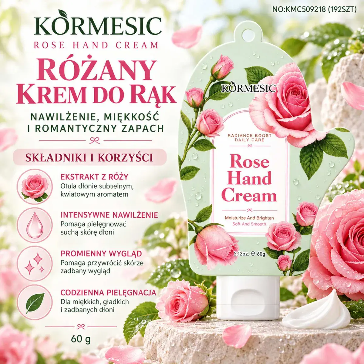 Kormesic Różany krem do rąk 60 g z ekstraktem z róży