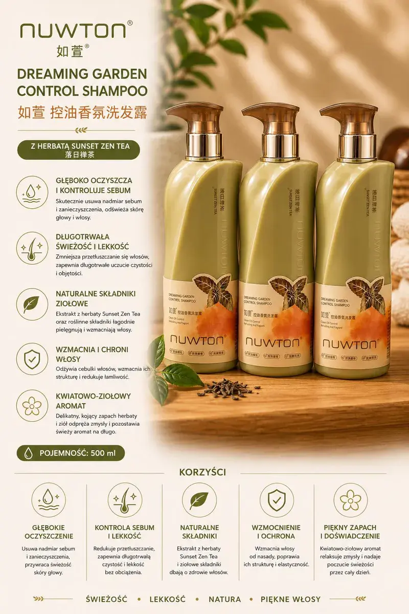 NUWTON Dreaming Garden Control Szampon regulujący przetłuszczanie 500 ml