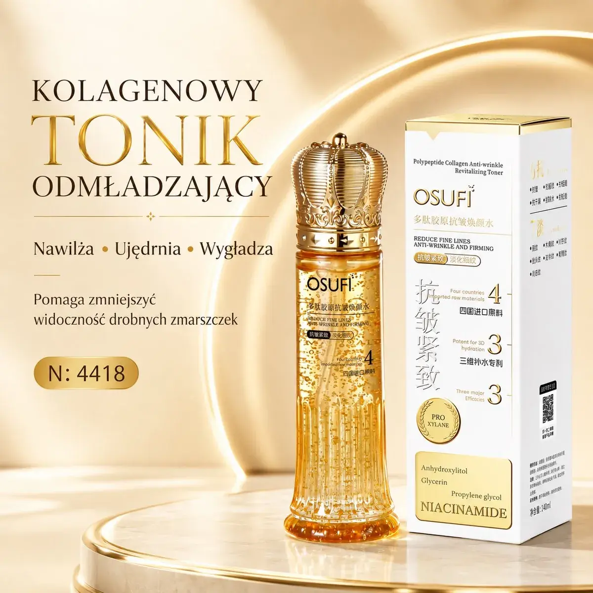 OSUFI Kolagenowy Tonik Odmładzający z Niacynamidem 140ml