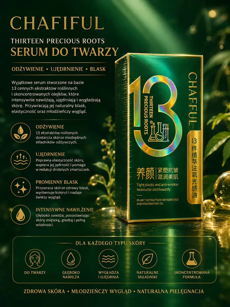 Chafful Serum do Twarzy 13 Cennych Ekstraktów Nawilżające
