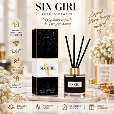 Perfumy z patyczkami Six Girl 50 ml czarny elegancki zapach