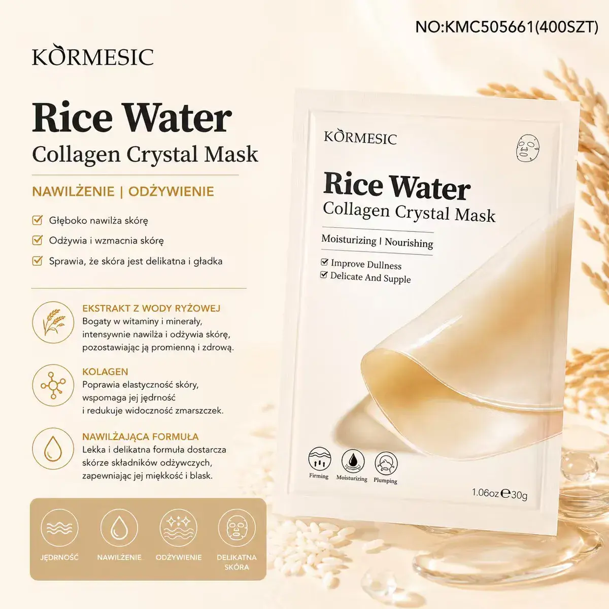 KORMESIC Rice Water Collagen Crystal Mask nawilżająca i odżywcza