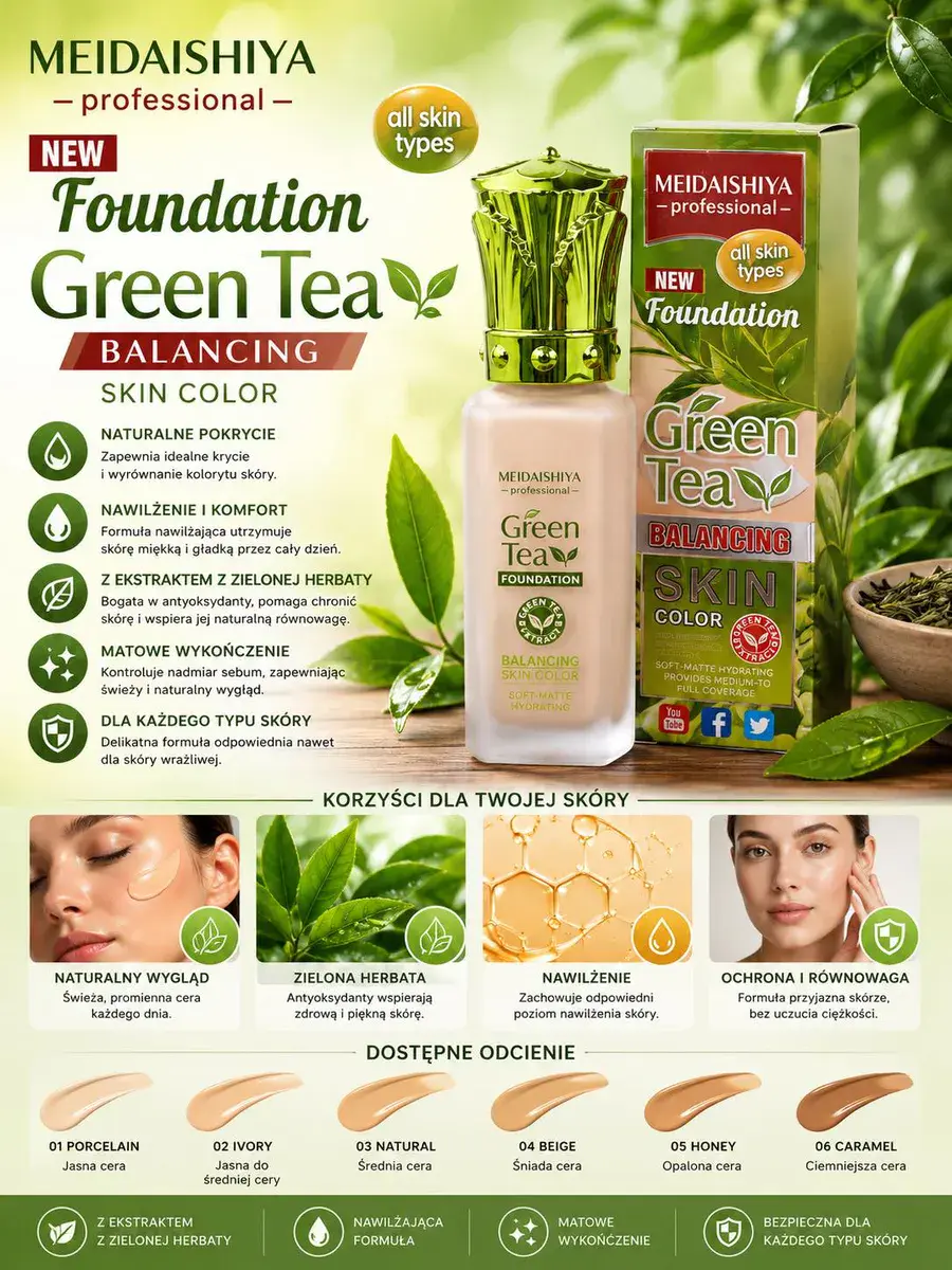 MEIDAISHIYA Foundation Green Tea Balancing podkład do twarzy