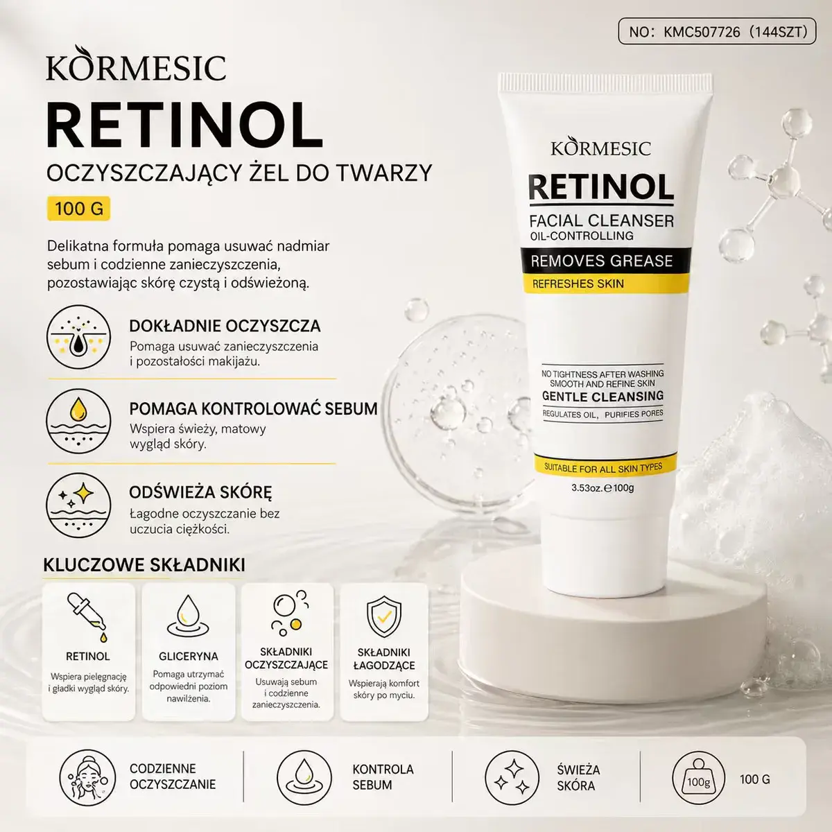 Körmesic Retinol oczyszczający żel do twarzy 100g