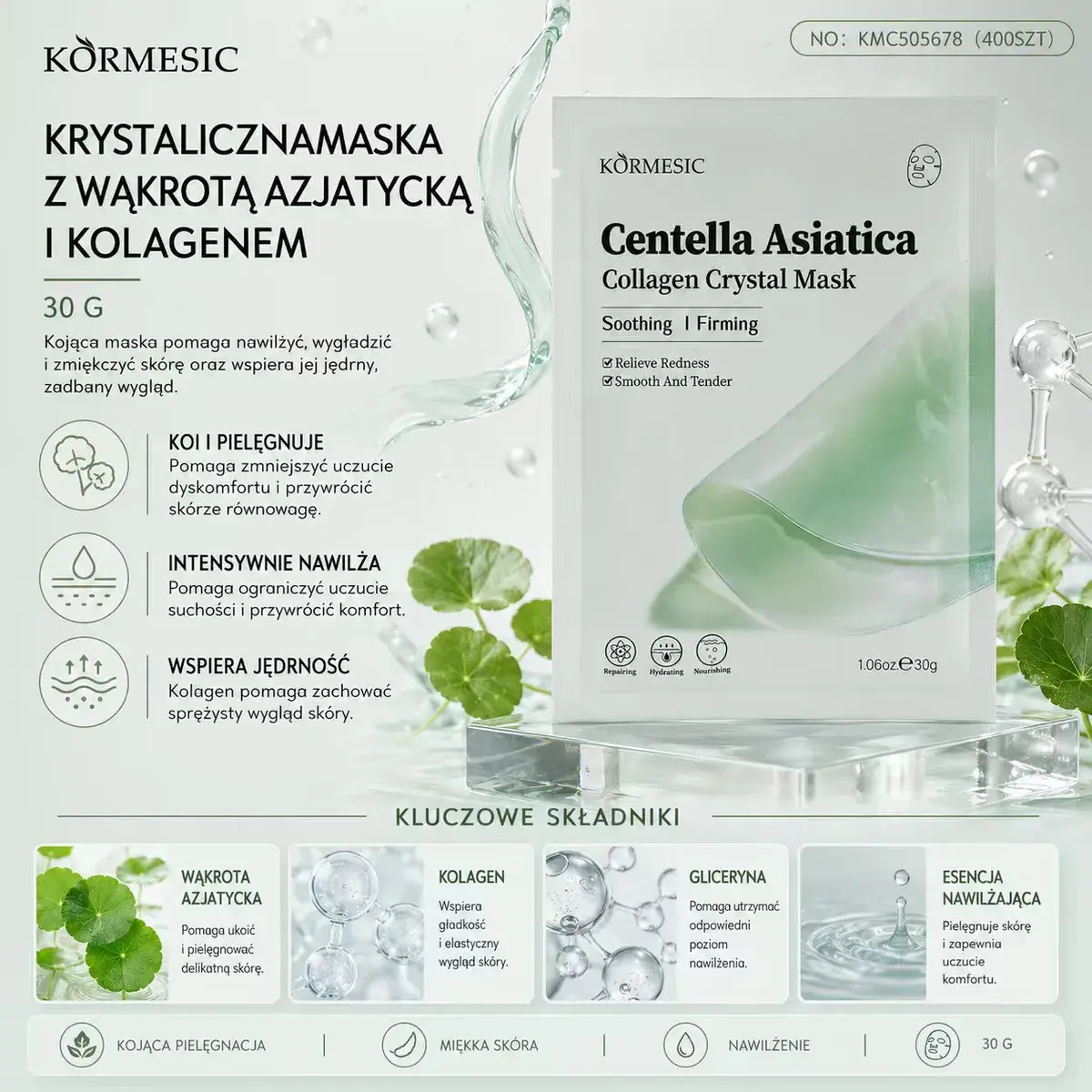 Kormesic Krystaliczna Maska z Wąkrotą Azjatycką i Kolagenem 30g