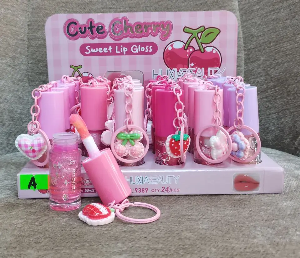 Cute Cherry Sweet Lip Gloss błyszczyk do ust z brelokiem mix kolorów