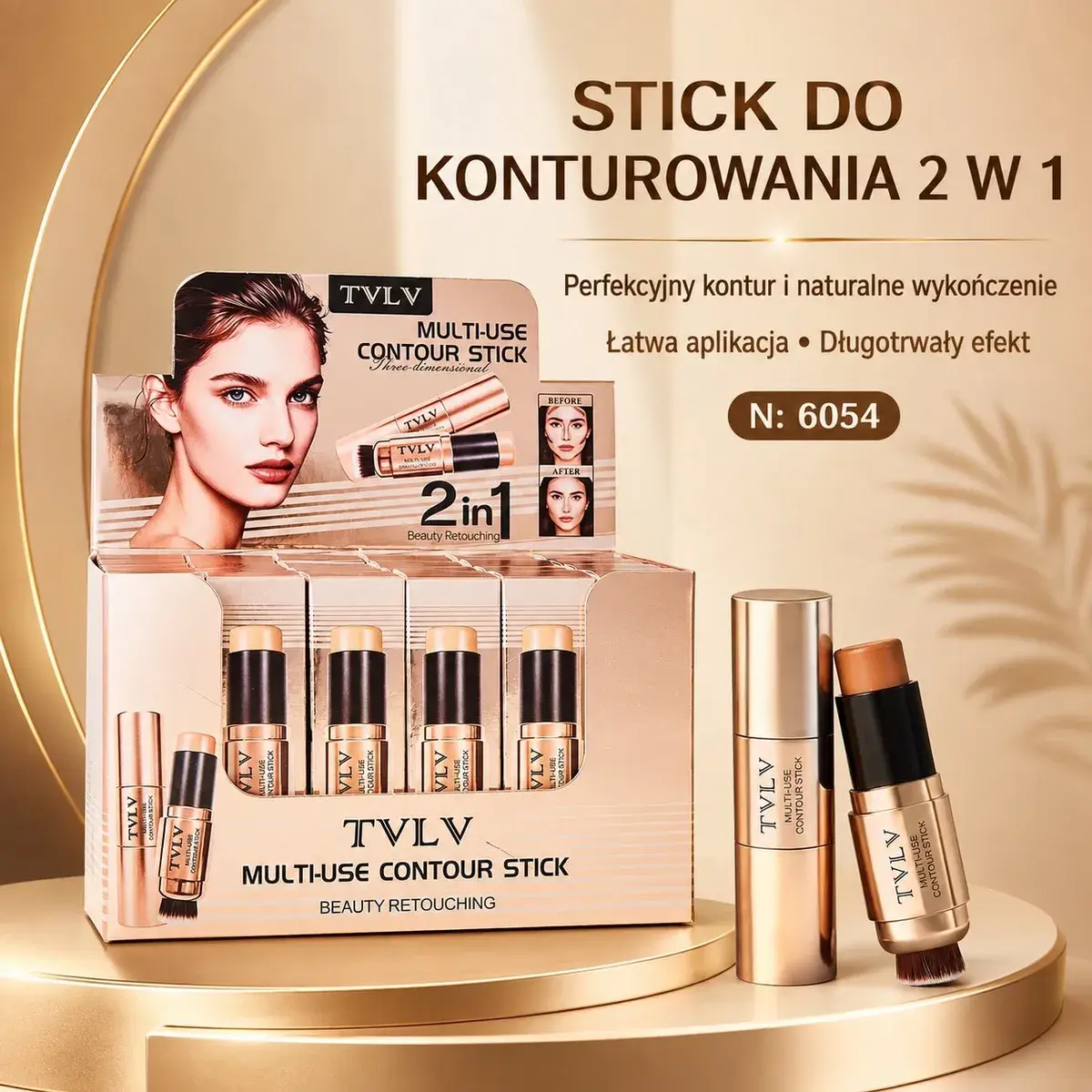 TVLV Stick do Konturowania 2 w 1 Beżowy z Pędzelkiem