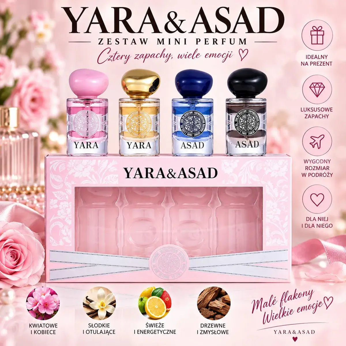 Zestaw Mini Perfum YARA & ASAD cztery zapachy prezent