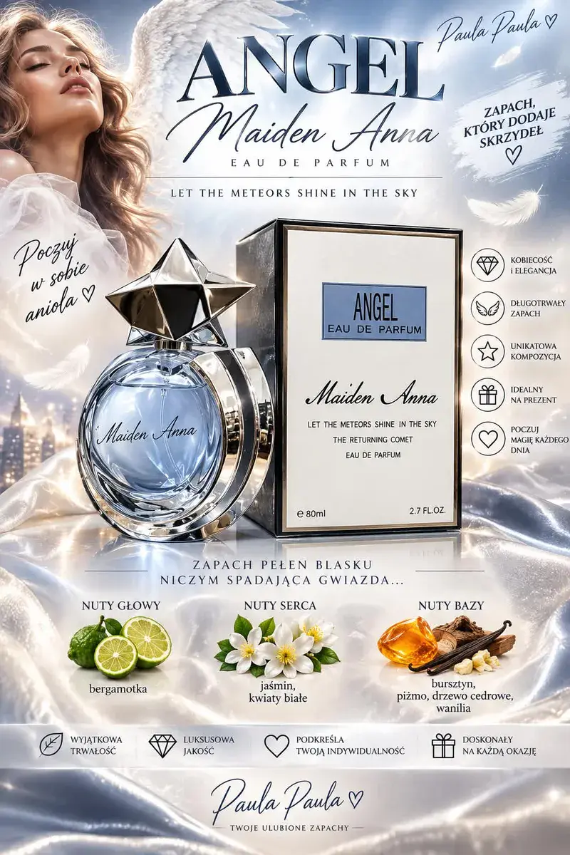 Angel Maiden Anna Eau de Parfum 80ml z nutami bergamotki i jaśminu