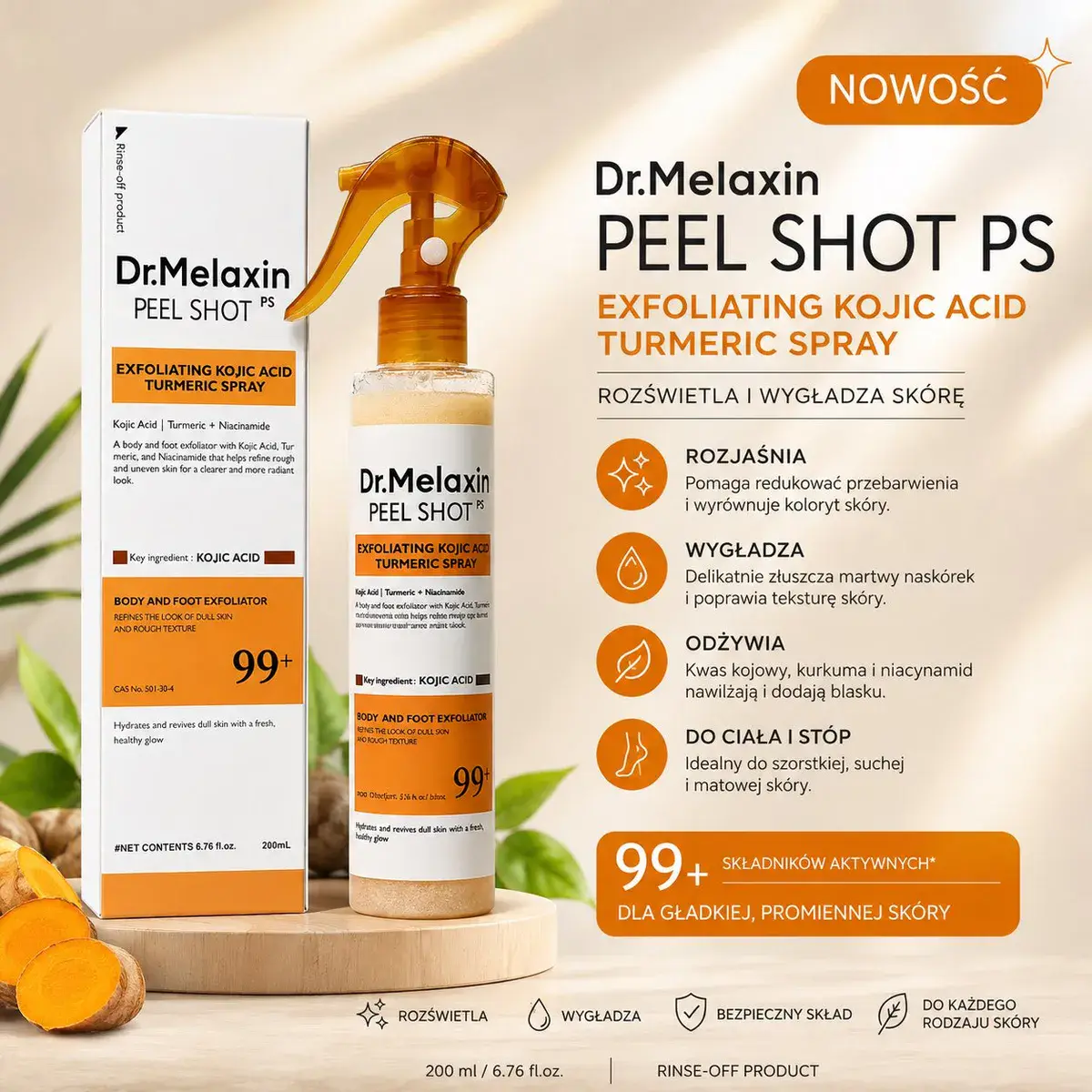 Dr.Melaxin Peel Shot PS peelingujący spray do ciała i stóp 200 ml