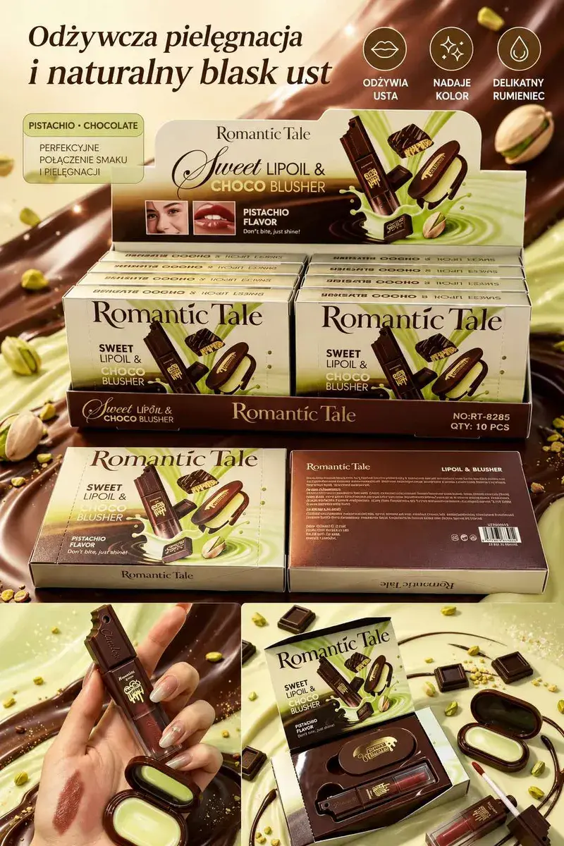 Romantic Tale Sweet Lipoil & Choco Blusher Pistachio zestaw do ust i policzków