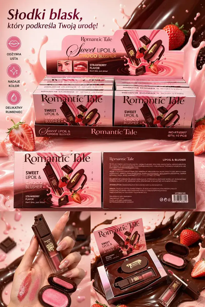 Romantic Tale Sweet Lipoil & Choco Blusher Truskawkowy Balsam i Róż