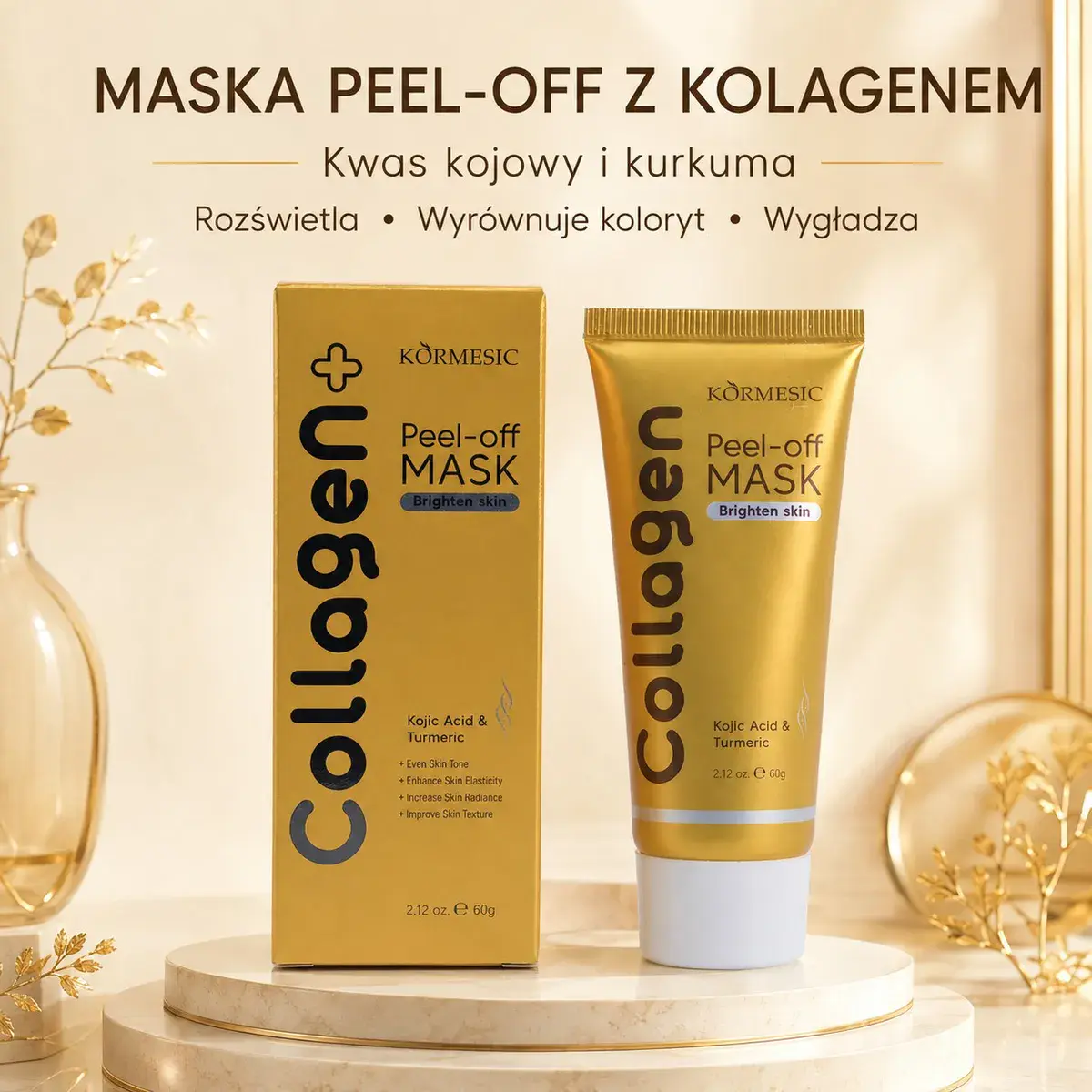 KORMESIC Kolagenowa Maska Peel-Off z Kwasem Kojowym i Kurkumą 60g