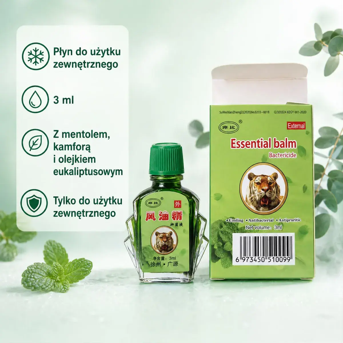 Płyn z mentolem do użytku zewnętrznego 3 ml, opakowanie 25 szt