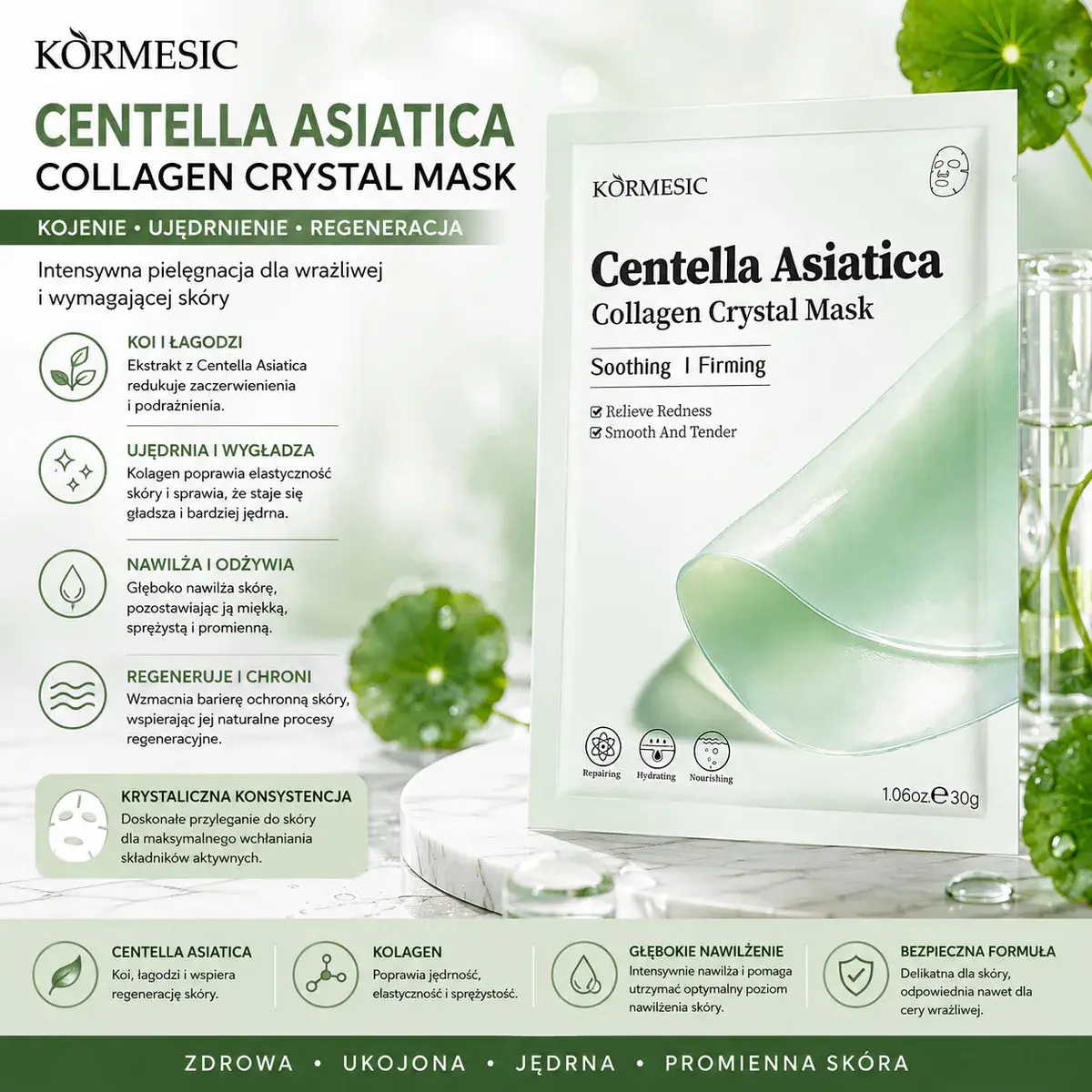 KÖRMESIC Centella Asiatica Collagen Crystal Mask maska kolagenowa z wąkrotą azjatycką