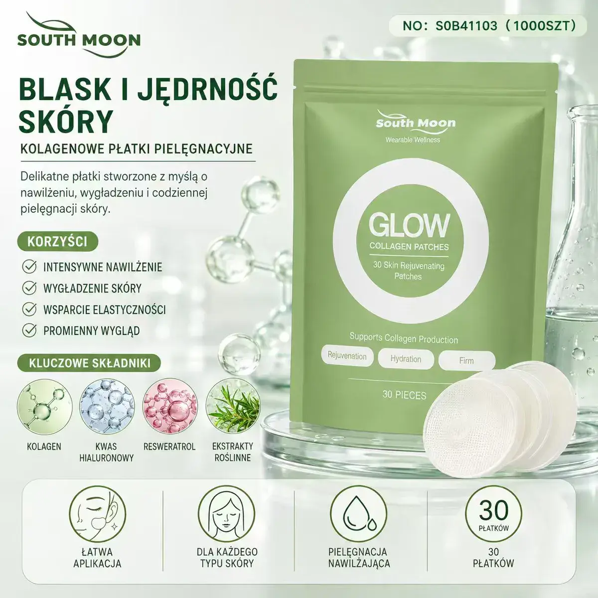 South Moon Kolagenowe Płatki Pielęgnacyjne Glow 30 sztuk